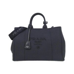 Prada Jardiniere tote bag canvas embroidered logo Black